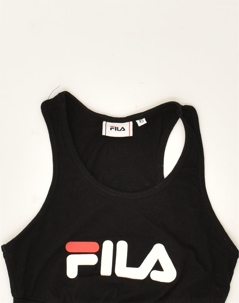 FILA Womens Graphic Sport Bra Top UK 6 XS  Black | Vintage Fila | Thrift | Second-Hand Fila | Used Clothing | Messina Hembry 