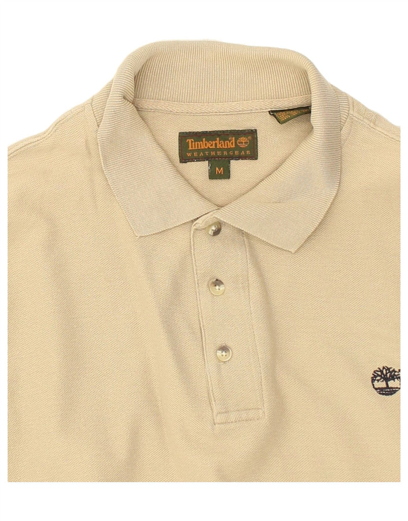 TIMBERLAND Mens Polo Shirt Medium Beige Cotton | Vintage Timberland | Thrift | Second-Hand Timberland | Used Clothing | Messina Hembry 