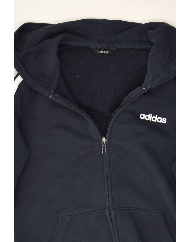 ADIDAS Boys Zip Hoodie Sweater 14-15 Years Navy Blue Cotton | Vintage Adidas | Thrift | Second-Hand Adidas | Used Clothing | Messina Hembry 