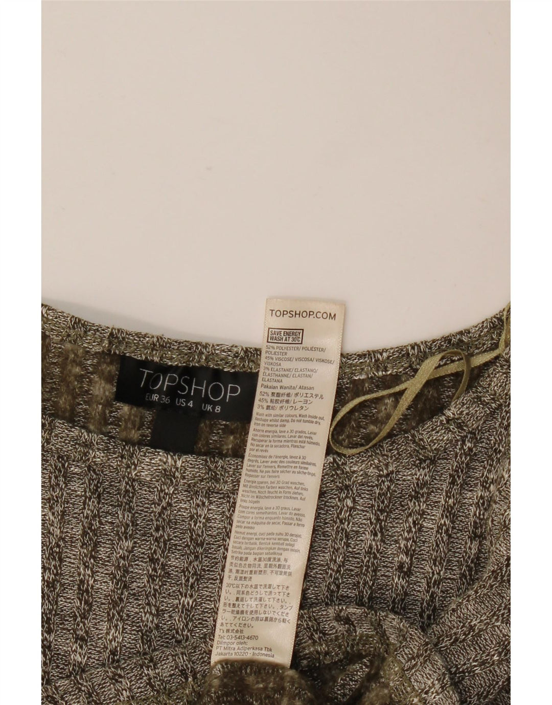 Topshop Womens Oversized Boat Neck Jumper Sweater UK 8 Small Khaki Flecked