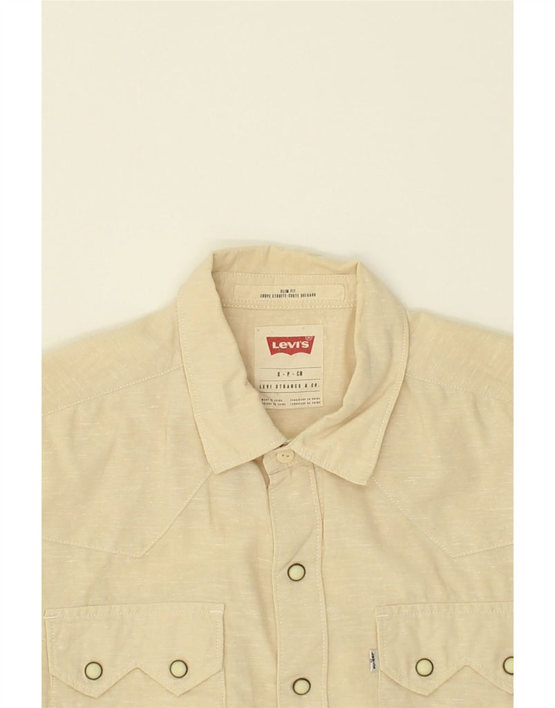 LEVI'S Mens Slim Fit Shirt Small Beige Cotton | Vintage Levi's | Thrift | Second-Hand Levi's | Used Clothing | Messina Hembry 