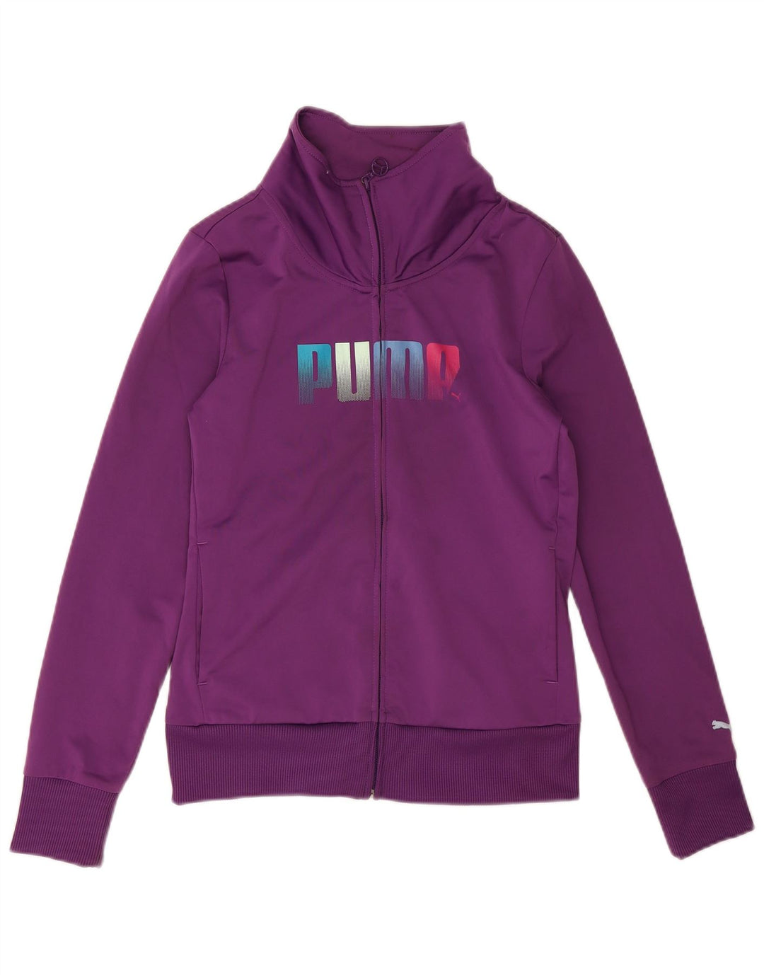 Puma Womens Graphic Tracksuit Top Jacket UK 12 Medium Purple Polyester