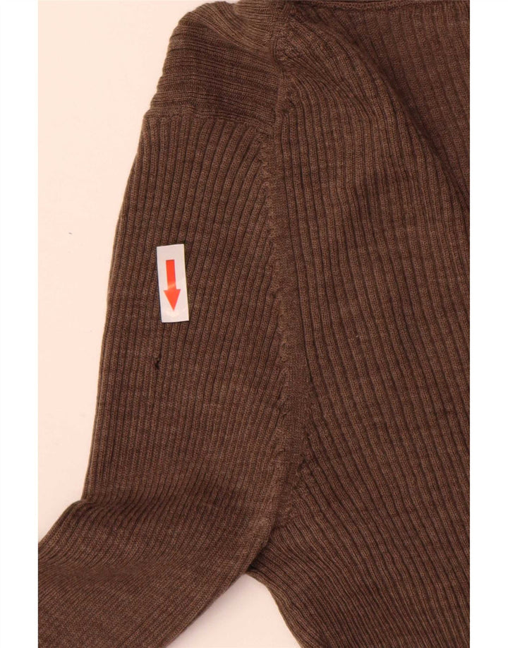 Massimo Dutti Womens Longline Cardigan Sweater UK 10 Small Brown Wool