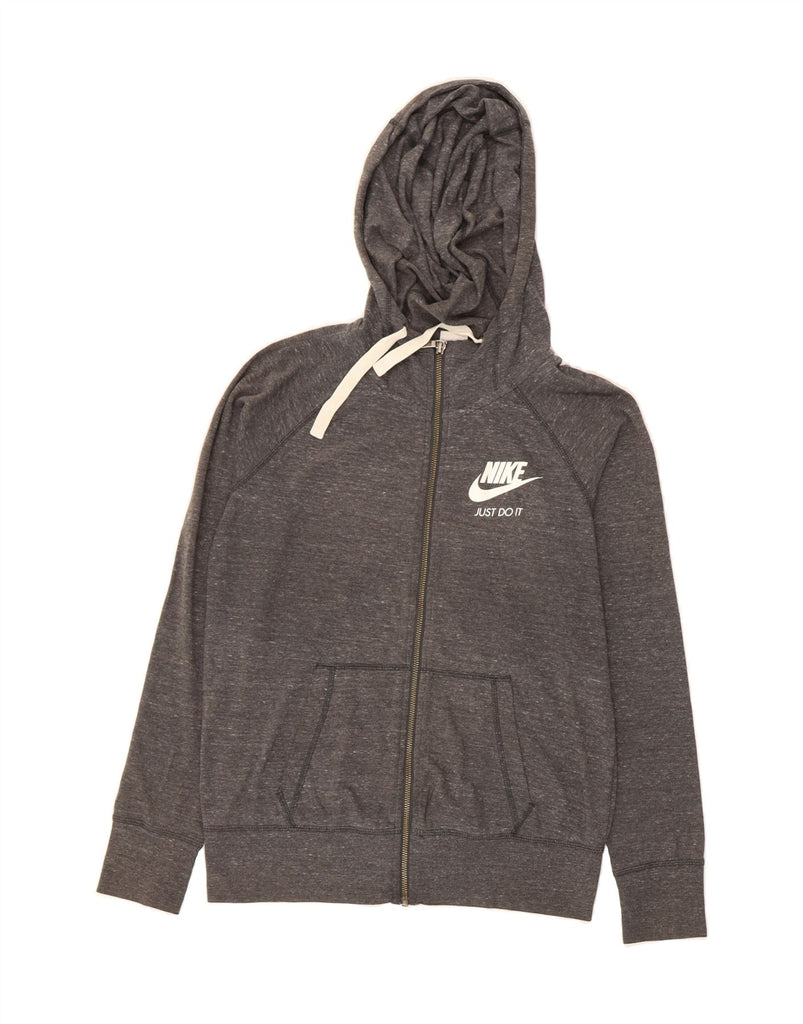 NIKE Womens Oversized Zip Hoodie Sweater UK 10 Small Grey Flecked Vintage Nike and Second-Hand Nike from Messina Hembry 