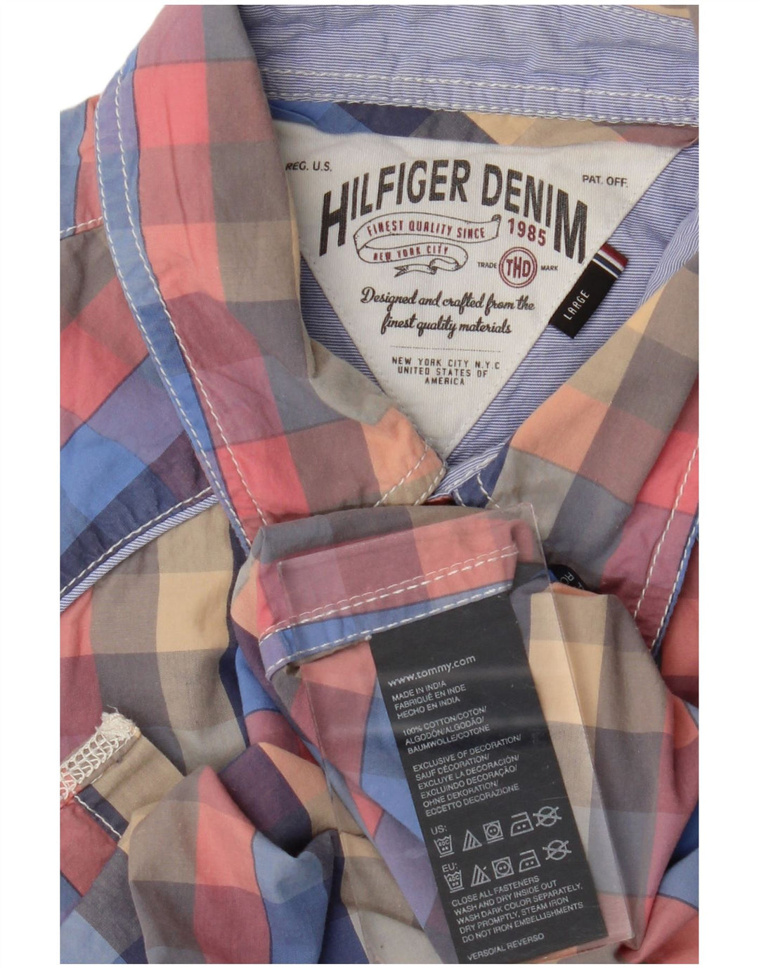 Tommy Hilfiger Mens Graphic Short Sleeve Shirt Large Multicoloured Check
