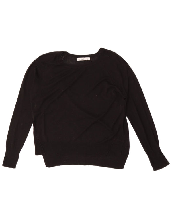Zara Womens Boat Neck Jumper Sweater UK 10 Small Black Viscose