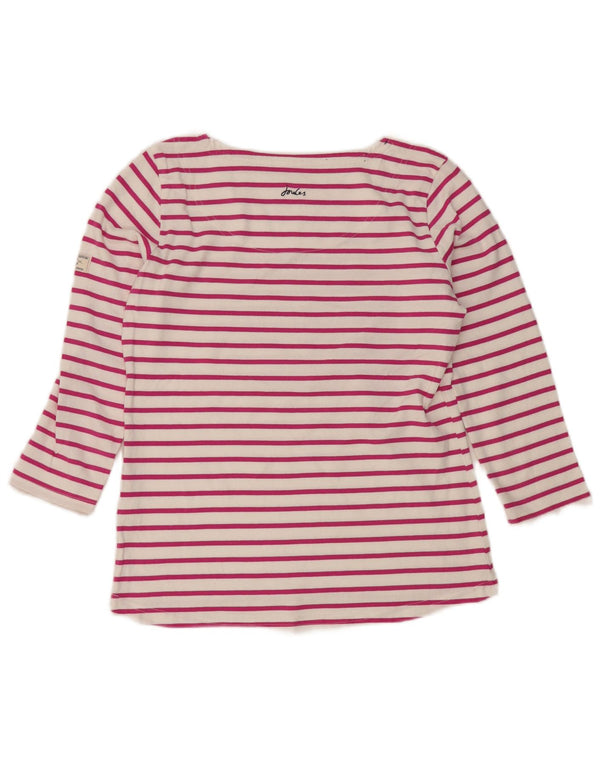 Joules Womens Top 3/4 Sleeve UK 10 Small Pink Striped Cotton