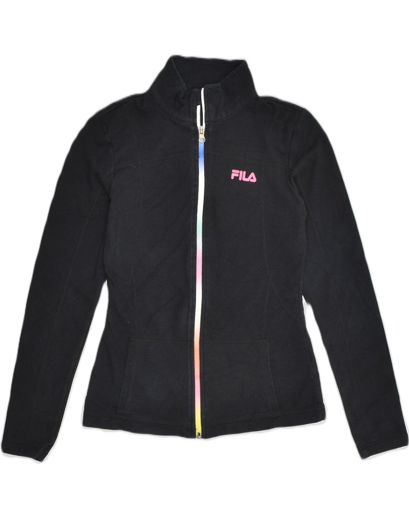 FILA Womens Tracksuit Top Jacket UK 6 XS Black Cotton | Vintage Fila | Thrift | Second-Hand Fila | Used Clothing | Messina Hembry 