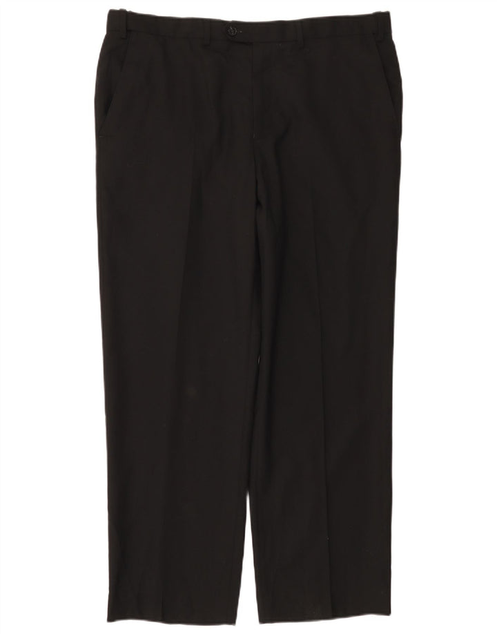 Marks & Spencer Womens Straight Regular Suit Trousers W36 L29 Black Wool