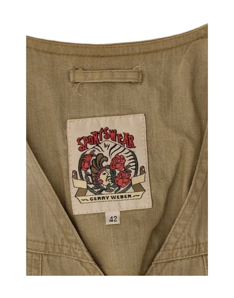 GERRY WEBER Womens Graphic Denim Blazer Jacket EU 42 Large Khaki Vintage Gerry Weber and Second-Hand Gerry Weber from Messina Hembry 