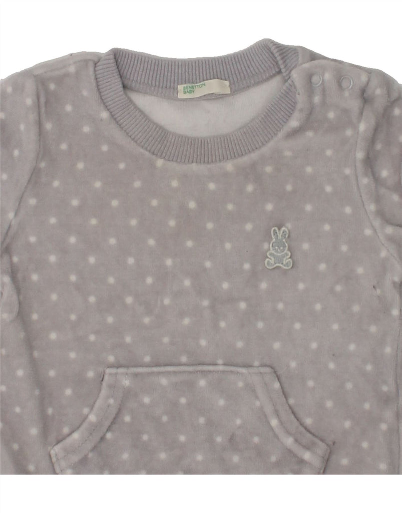 BENETTON Baby Girls Fleece Sweatshirt Jumper 3-6 Months Grey Polka Dot | Vintage Benetton | Thrift | Second-Hand Benetton | Used Clothing | Messina Hembry 