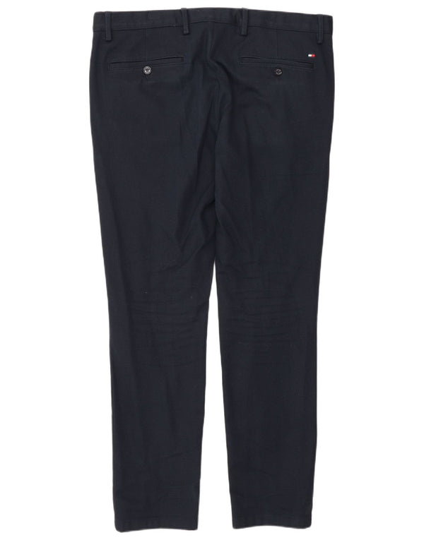 Tommy Hilfiger Mens Slim Casual Trousers W34 L30 Navy Blue Cotton