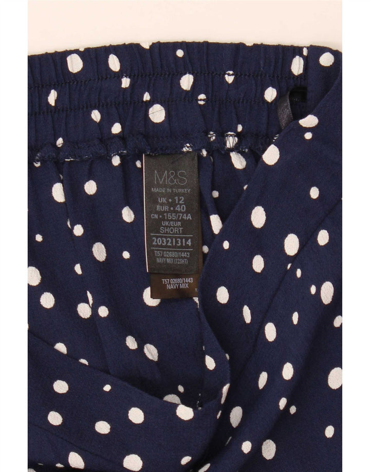 Marks & Spencer Womens Bermuda Shorts UK 12 Medium W32 Navy Blue Spotted
