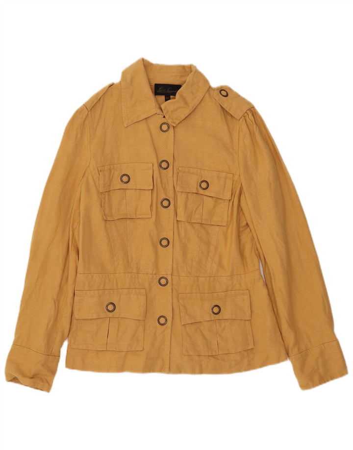 Luisa Spagnoli Womens Military Utility Jacket IT 44 Medium Yellow Linen