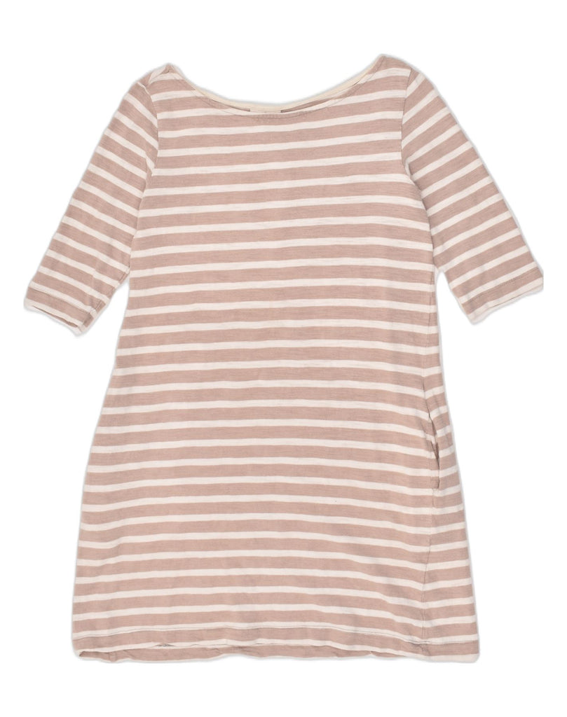 TOAST Womens 3/4 Sleeve T-Shirt Dress US 6 Medium Beige Striped Cotton | Vintage Toast | Thrift | Second-Hand Toast | Used Clothing | Messina Hembry 