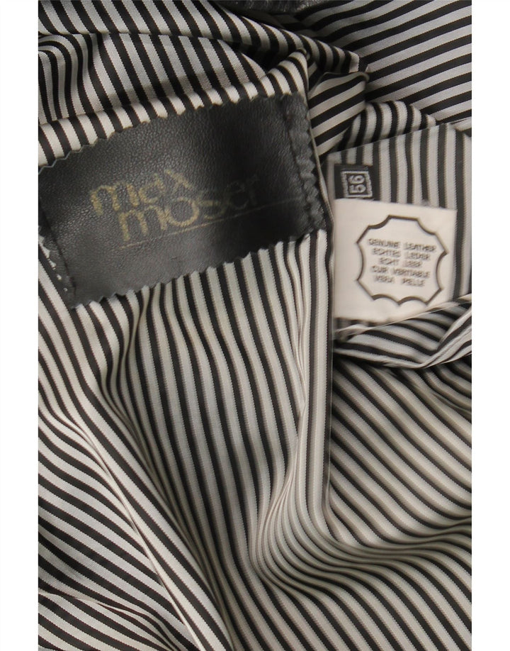 Max Moser Womens Leather Jacket EU 56 6XL Black Leather