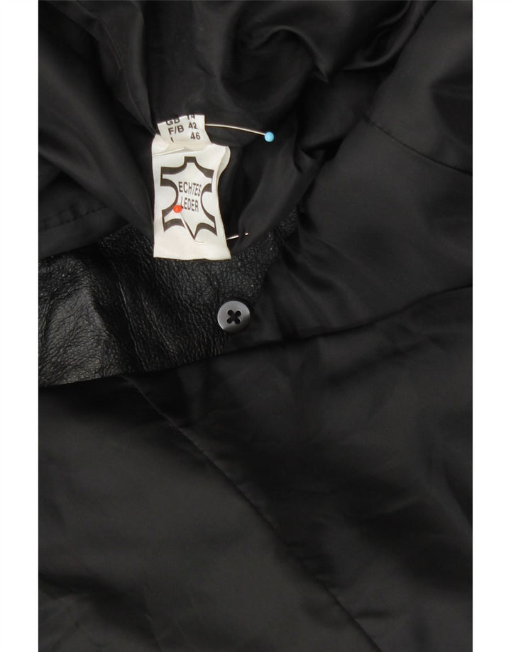Vintage Womens Leather Coat UK 14 Large Black Leather