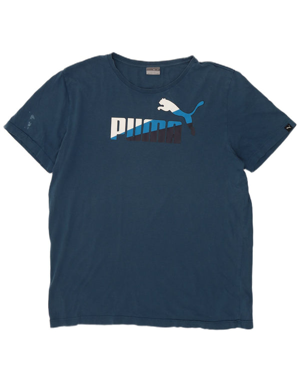 Puma Mens Graphic T-Shirt Top Large Blue