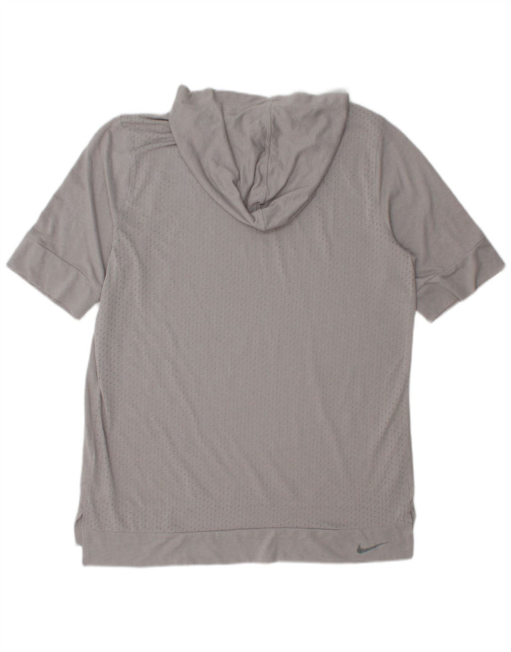 Nike Mens Dri Fit Hooded T-Shirt Top Medium Grey Polyester