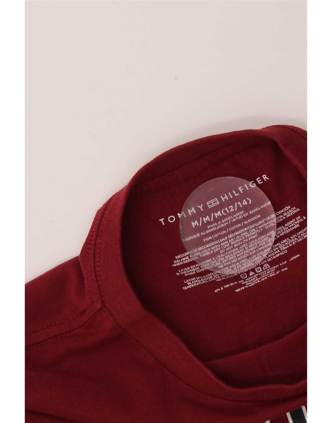 Tommy Hilfiger Boys Graphic Top Long Sleeve 12-13 Years Medium Burgundy