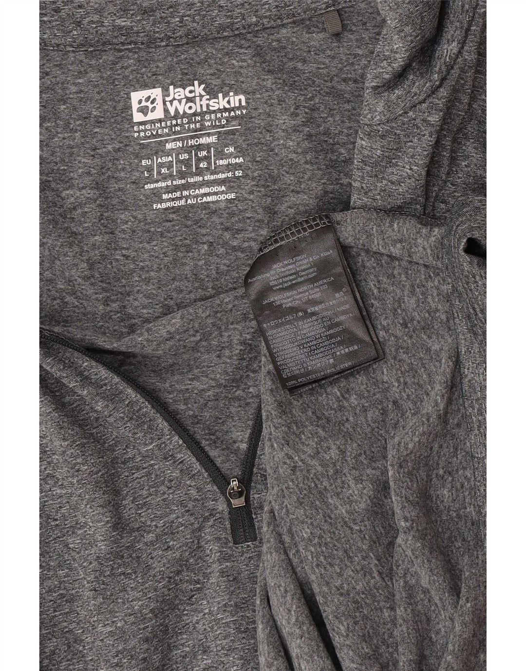 Jack Wolfskin Mens Zip Neck Pullover Tracksuit Top UK 42 Large Grey