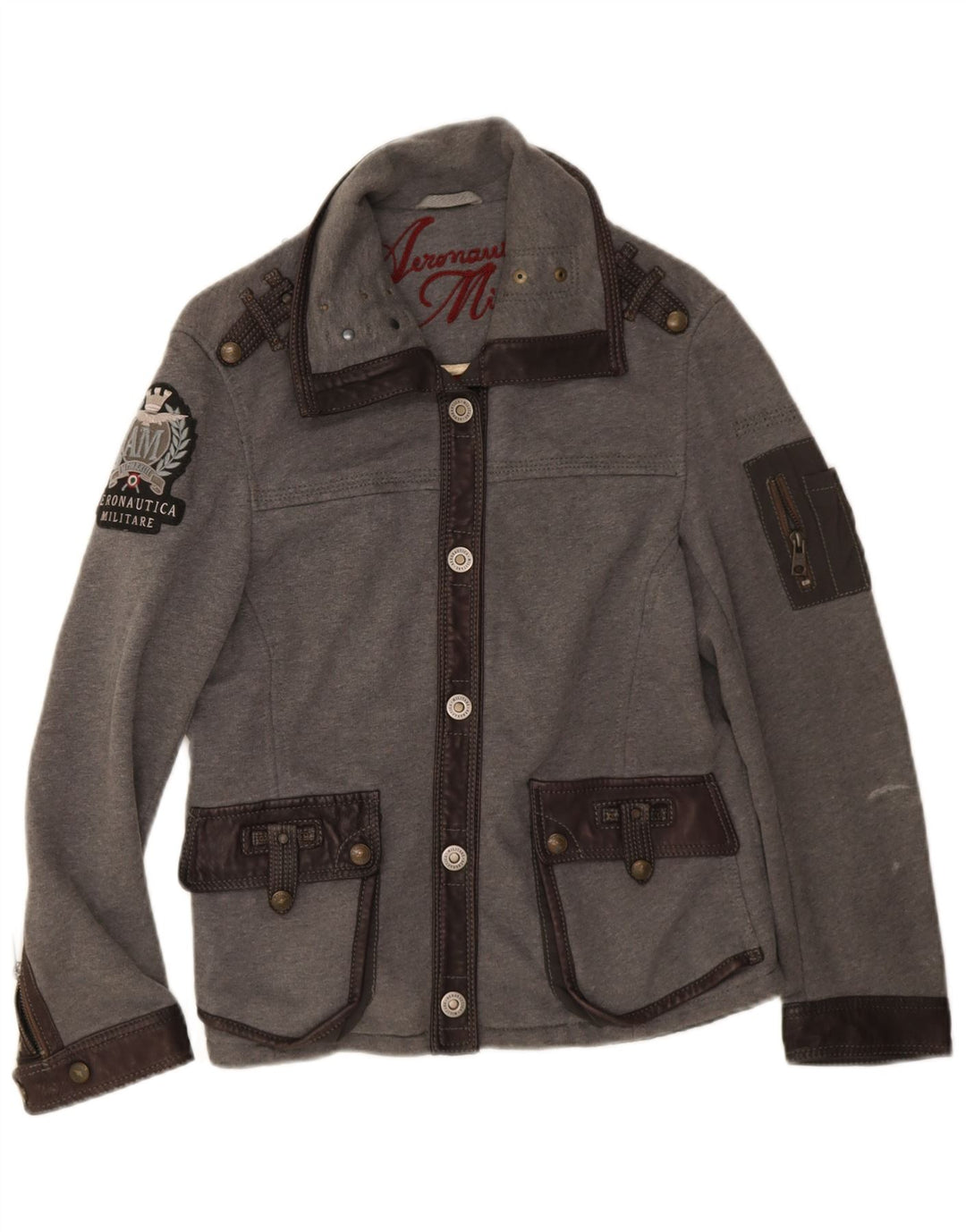 Aeronautica Militare Womens Utility Jacket IT 44 Medium Grey Colourblock