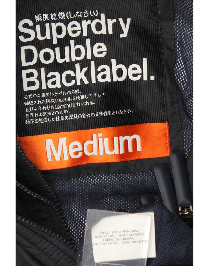 Superdry Womens Graphic Rain Jacket UK 12 Medium Navy Blue Nylon