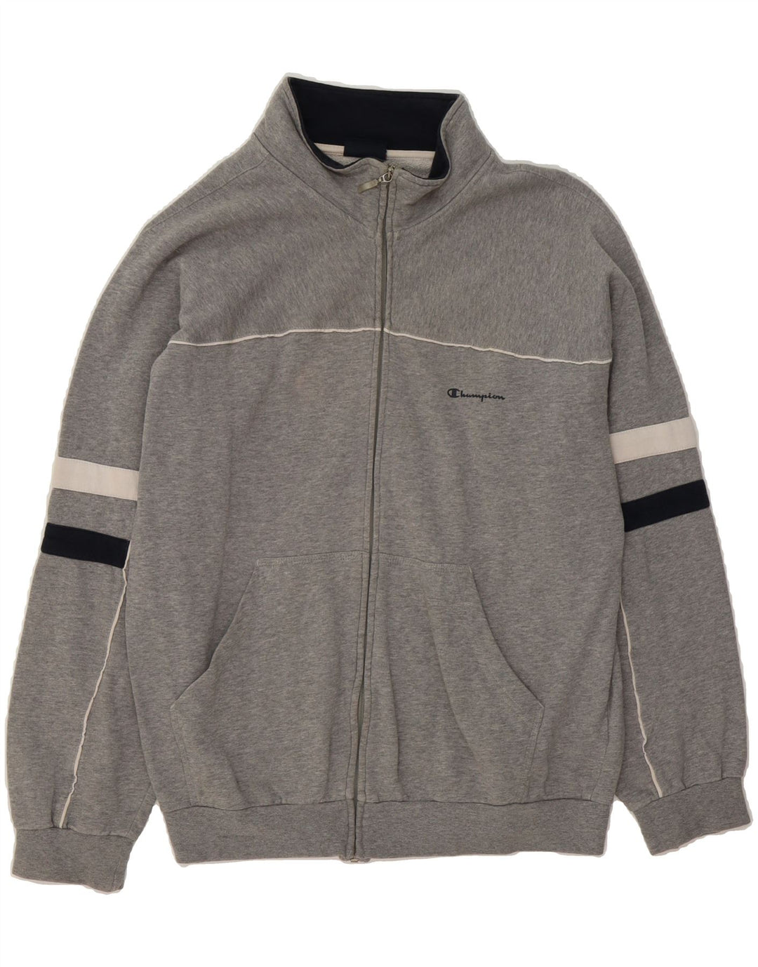 CHAMPION Mens Tracksuit Top Jacket XL Grey Colourblock Cotton Vintage Champion and Second-Hand Champion from Messina Hembry 