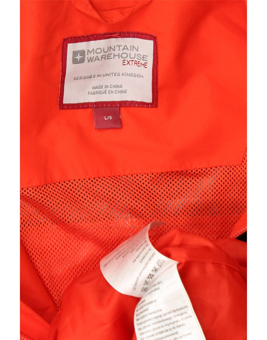 MOUNTAIN WAREHOUSE Mens Hooded Rain Jacket UK 40 Large Orange Colourblock