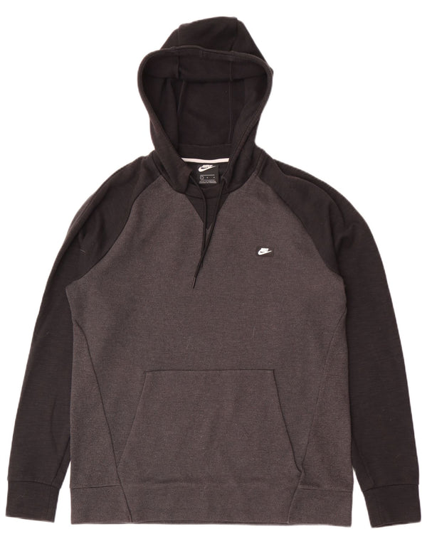 Nike Mens Hoodie Jumper Large Grey Colourblock Cotton
