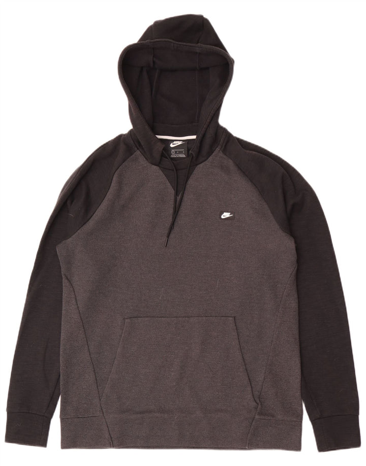 Nike Mens Hoodie Jumper Large Grey Colourblock Cotton