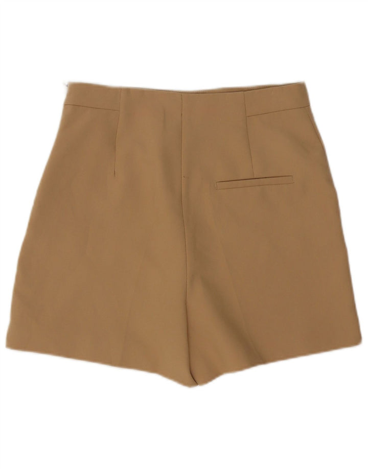Zara Womens High Waist Casual Shorts Medium W28 Beige Polyester