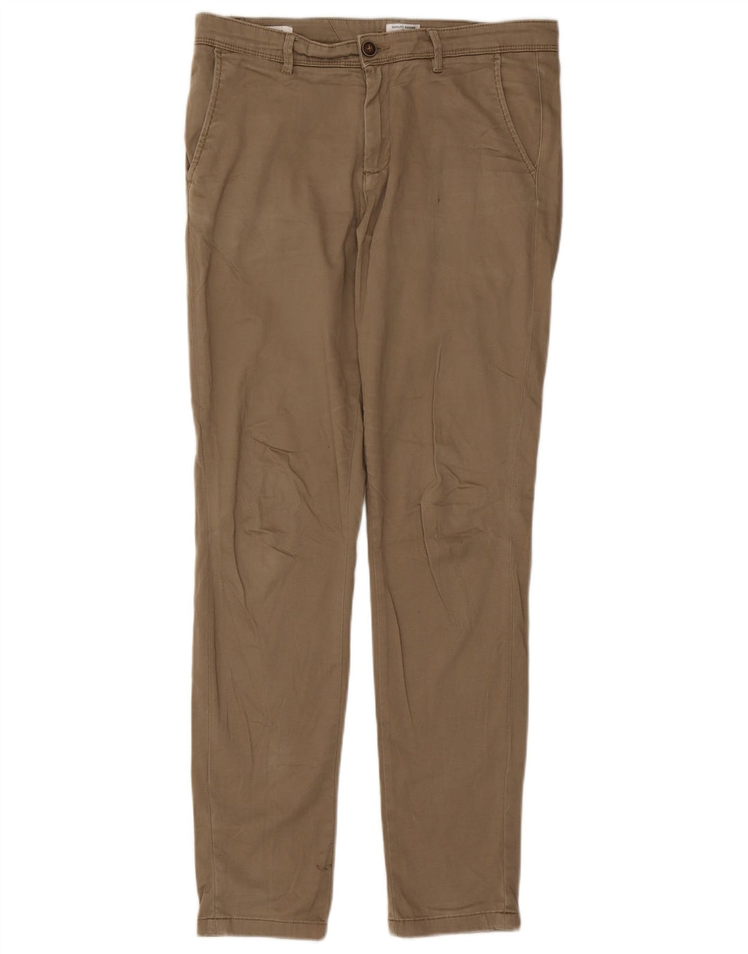 JACK & JONES Mens Slim Chino Trousers W32 L32 Beige Cotton