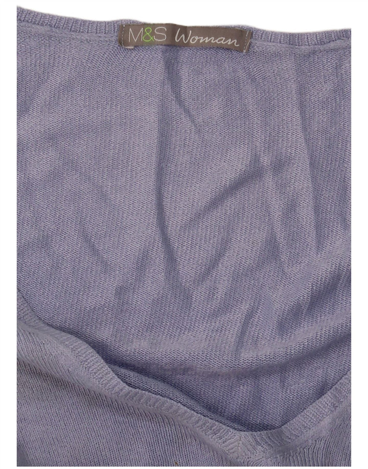 Marks & Spencer Womens V-Neck Jumper Sweater UK 16 Large Purple
