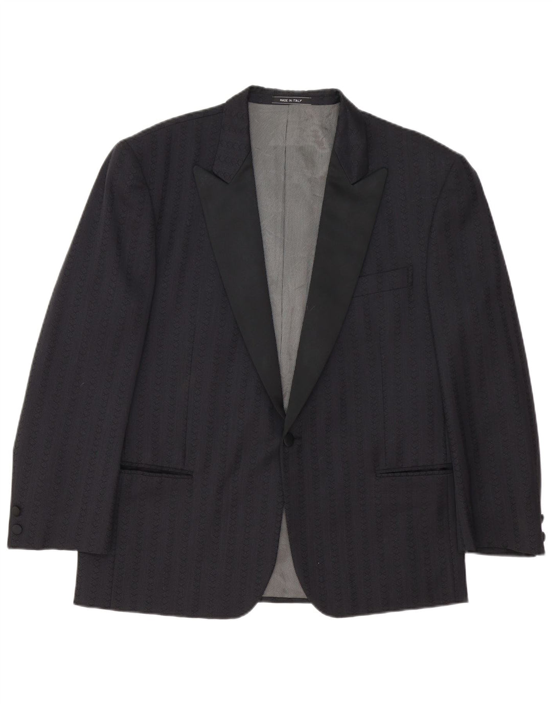 Vintage Mens 1 Button Blazer Jacket IT 54 2XL Navy Blue Striped Virgin Wool