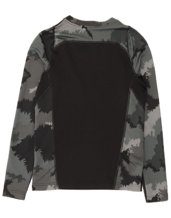 Nike Boys Fitted Graphic Top Long Sleeve 13-14 Years XL Black Camouflage