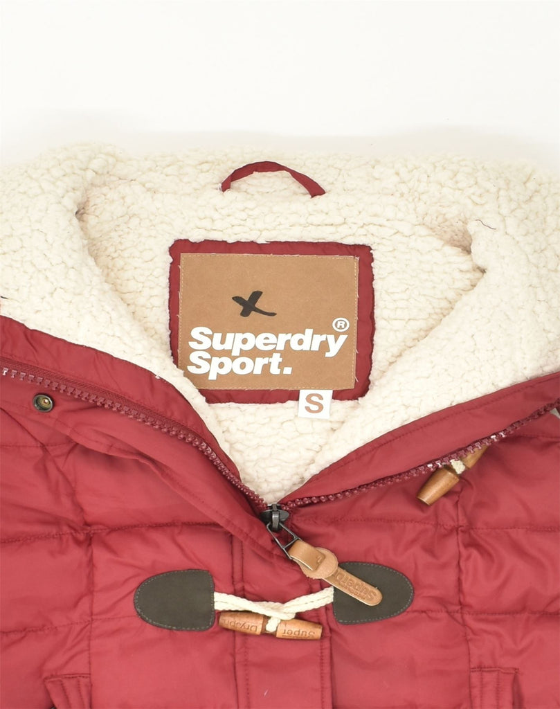 SUPERDRY Womens Hooded Sherpa Padded Gilet UK 10 Small Red Polyester | Vintage Superdry | Thrift | Second-Hand Superdry | Used Clothing | Messina Hembry 