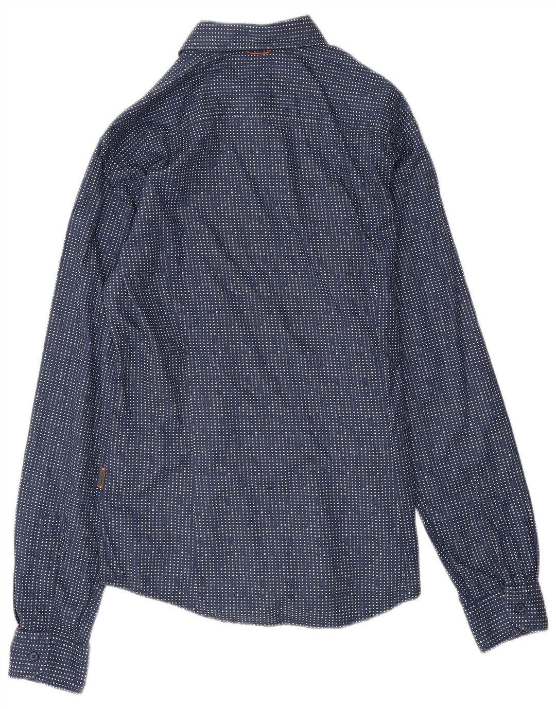 Hugo Boss Mens Shirt Medium Navy Blue Spotted Cotton