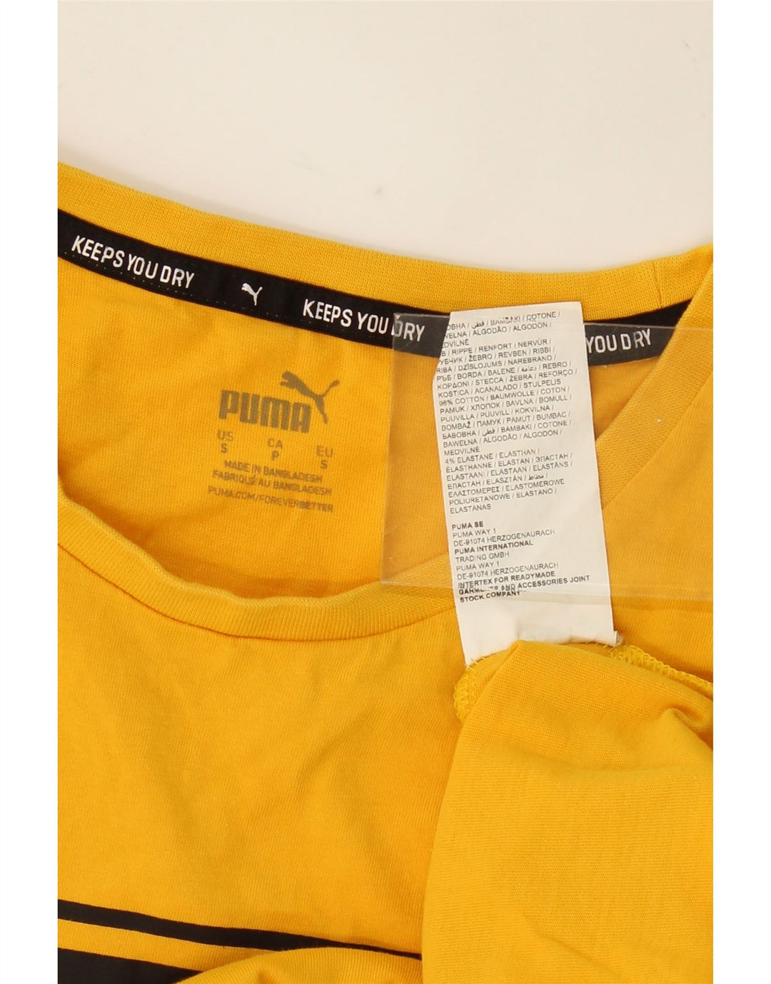 PUMA Mens Graphic T-Shirt Top Small Yellow Cotton
