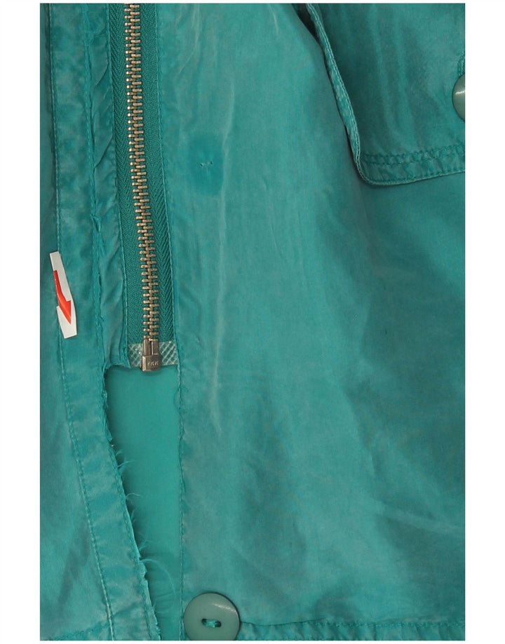 Vintage Womens Overcoat IT 44 Medium Turquoise Silk