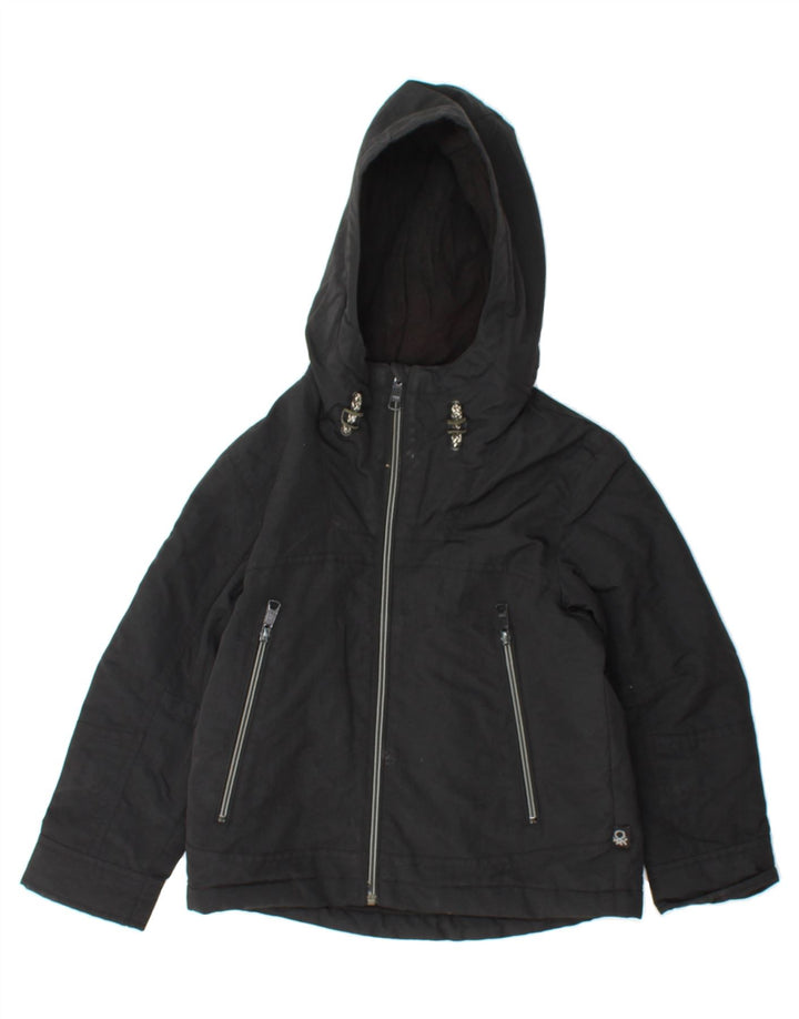 BENETTON Boys Hooded Windbreaker Jacket 6-7 Years Small  Black Polyamide Vintage Benetton and Second-Hand Benetton from Messina Hembry 