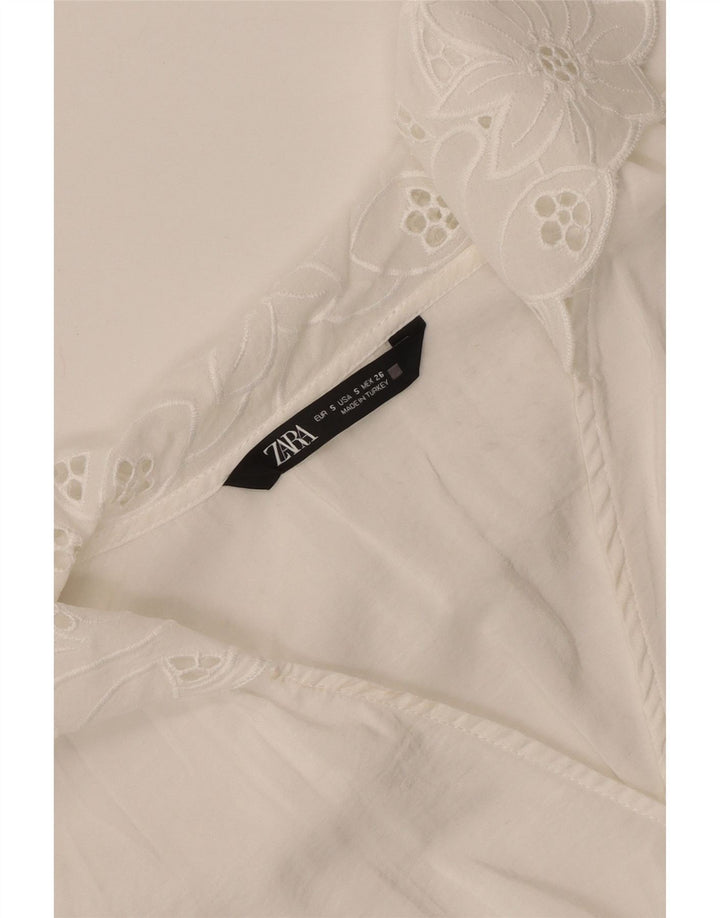 Zara Womens Crop Blouse Top UK 10 Small White