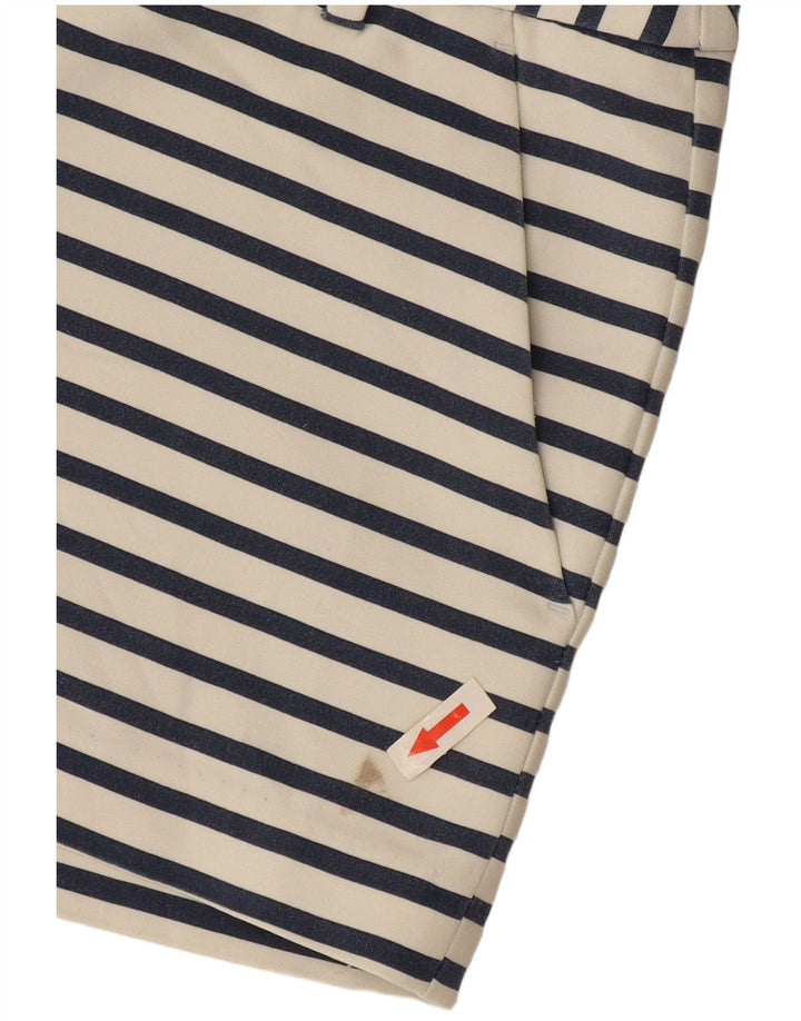 Zara Womens Chino Shorts Small W26  White Striped Cotton