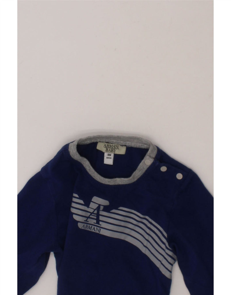 ARMANI BABY Baby Boys Graphic Top Long Sleeve 6-9 Months Navy Blue Classic Vintage Armani Baby and Second-Hand Armani Baby from Messina Hembry 