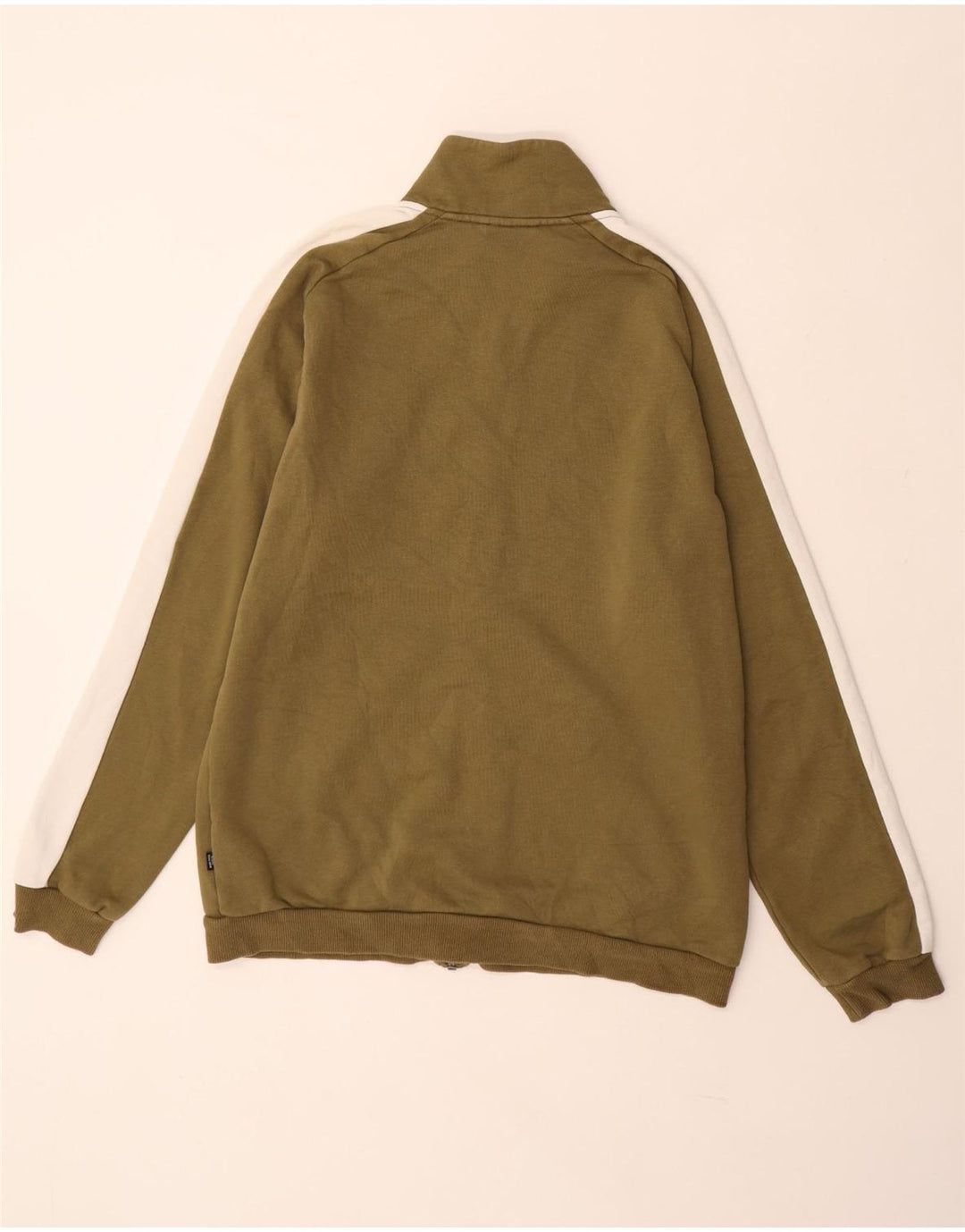 PUMA Mens Tracksuit Top Jacket Medium Khaki Colourblock Cotton