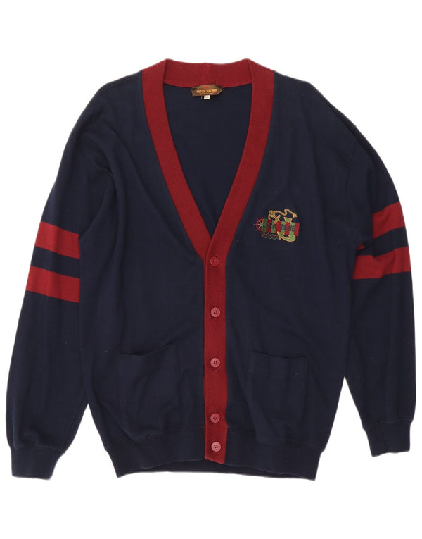 Peter Brown Mens Cardigan Sweater IT 50 Medium Navy Blue Cotton