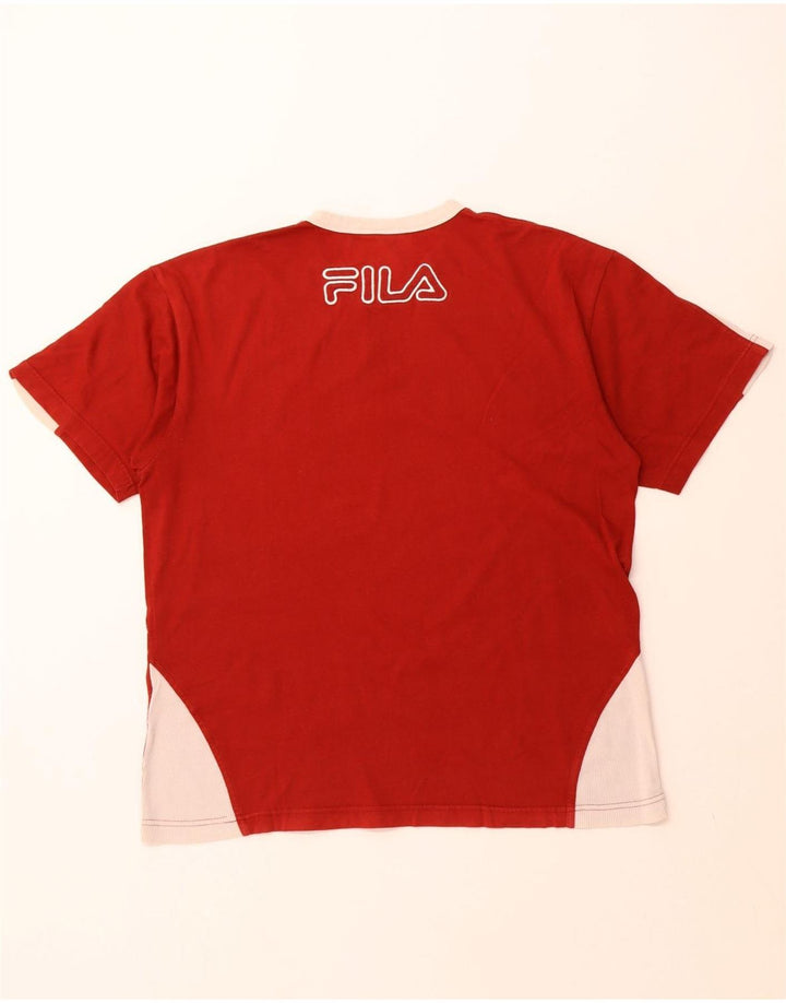 FILA Mens Graphic T-Shirt Top Medium Red Colourblock
