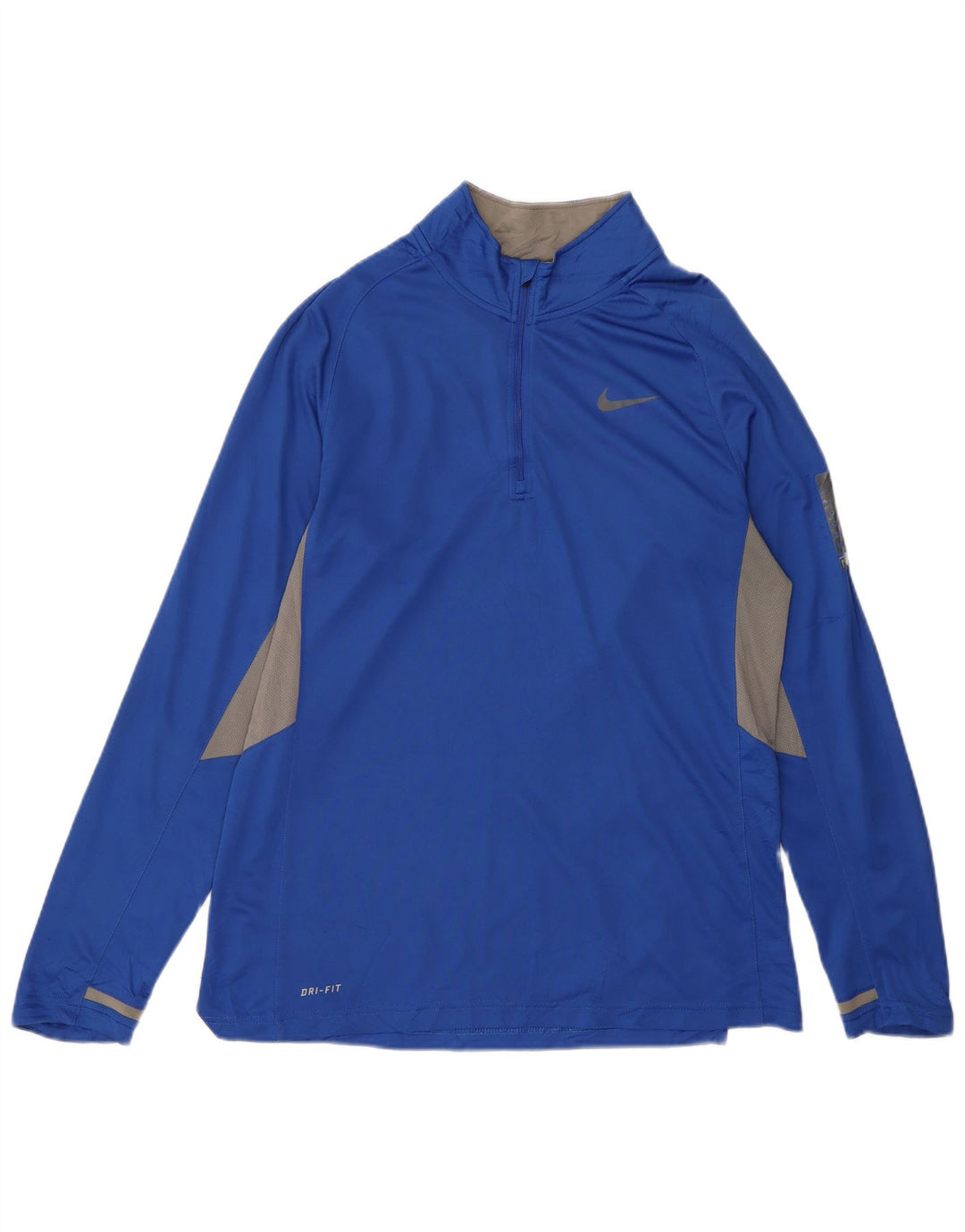 NIKE Mens Dri Fit Zip Neck Pullover Tracksuit Top Large Blue Colourblock