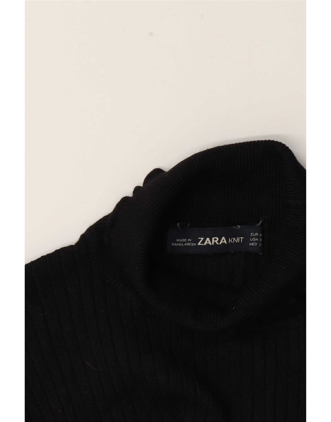 Zara Womens Roll Neck Blouse Top UK 12 Medium Black
