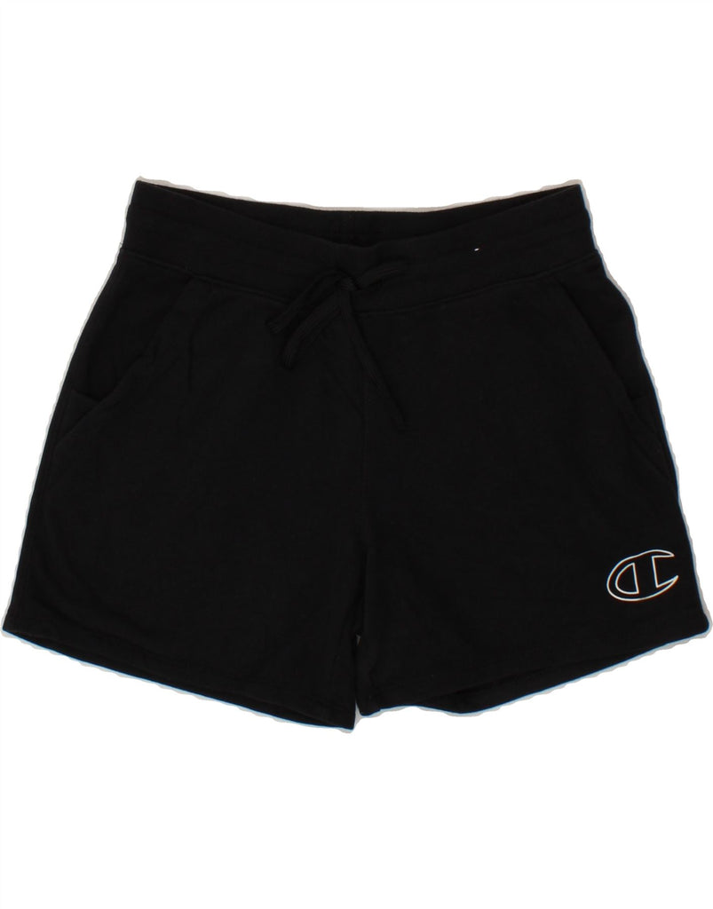 CHAMPION Womens Sport Shorts UK 10 Small  Black Cotton Vintage Champion and Second-Hand Champion from Messina Hembry 